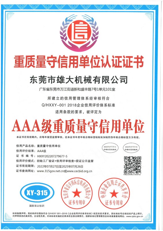 Certificate of Quality and Credibility Unit